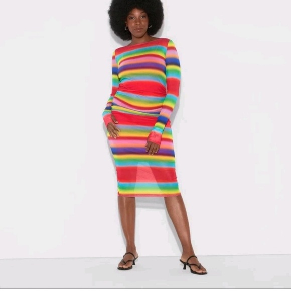 Target Dresses & Skirts - NWT Target Pride Adult Rainbow Gradient Midi Mesh bodycon Dress L